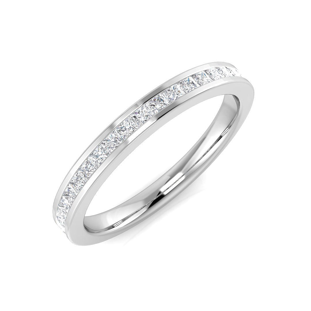 9k/18k white gold princess cut lab grown eternity wedding band