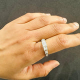 Princess Cut Natural Diamond Trilogy Engagement Ring with Baguette Sides 14K White Gold