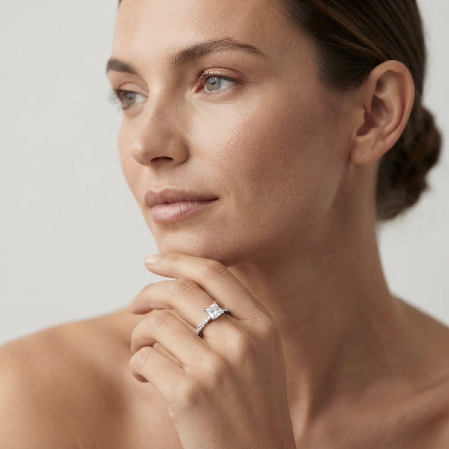 Princess Cut Natural & Lab Grown Diamond Ring Crafted in Gold and Platinum