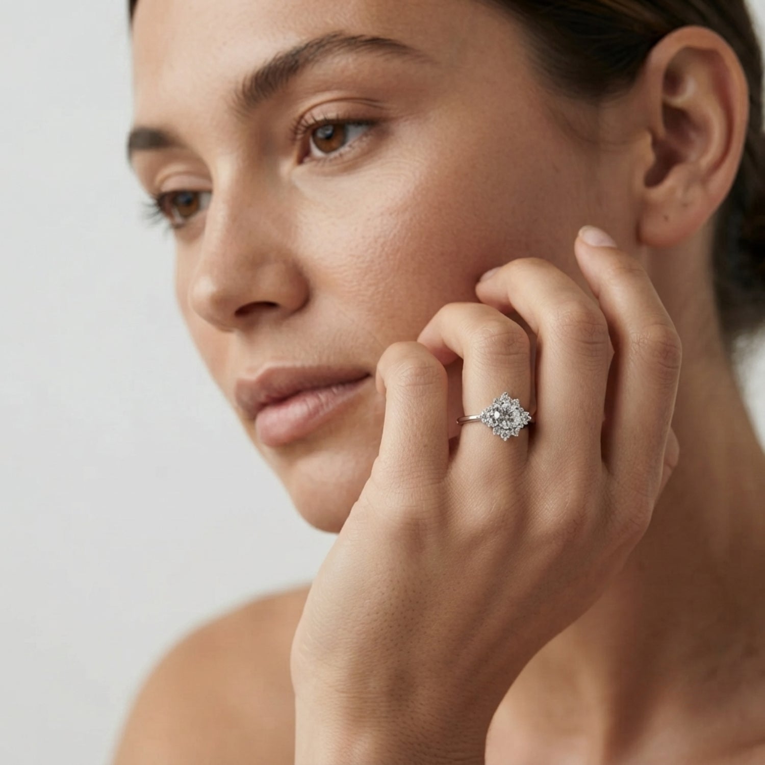 2.00 CT Lab-Grown Diamond Scattered  Halo Engagement Ring in Platinum