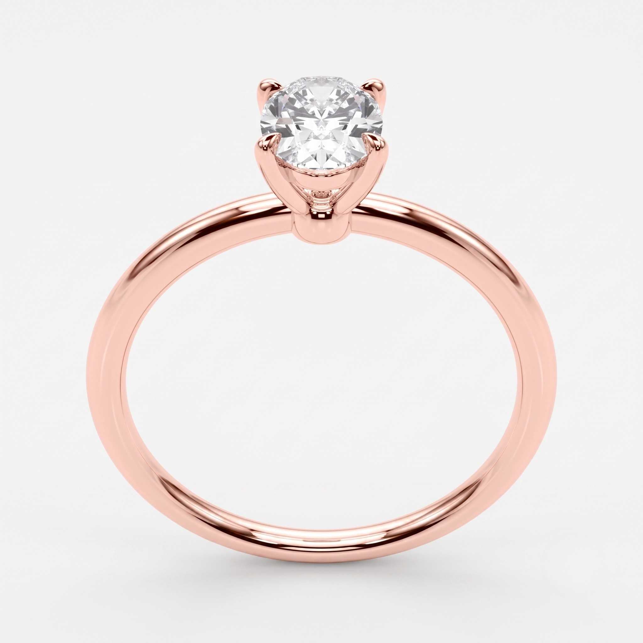 Rose gold 4 claw oval ring anniversary gift for her