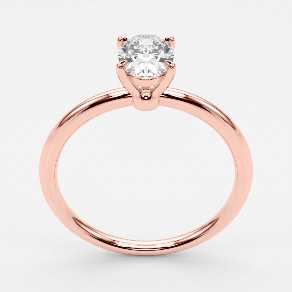 Rose gold 4 claw oval ring anniversary gift for her