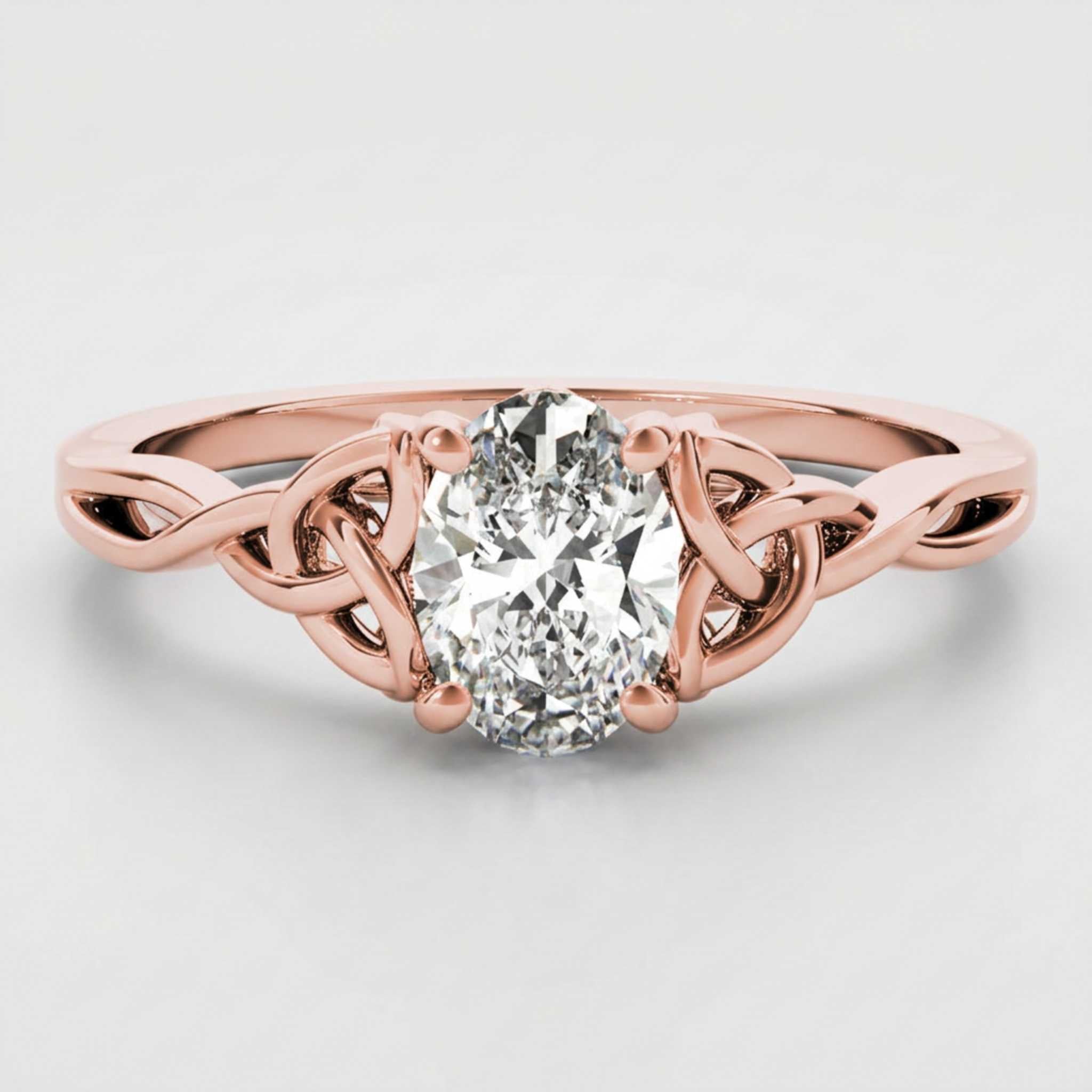 Rose gold Celtic knot ring side view gift for her