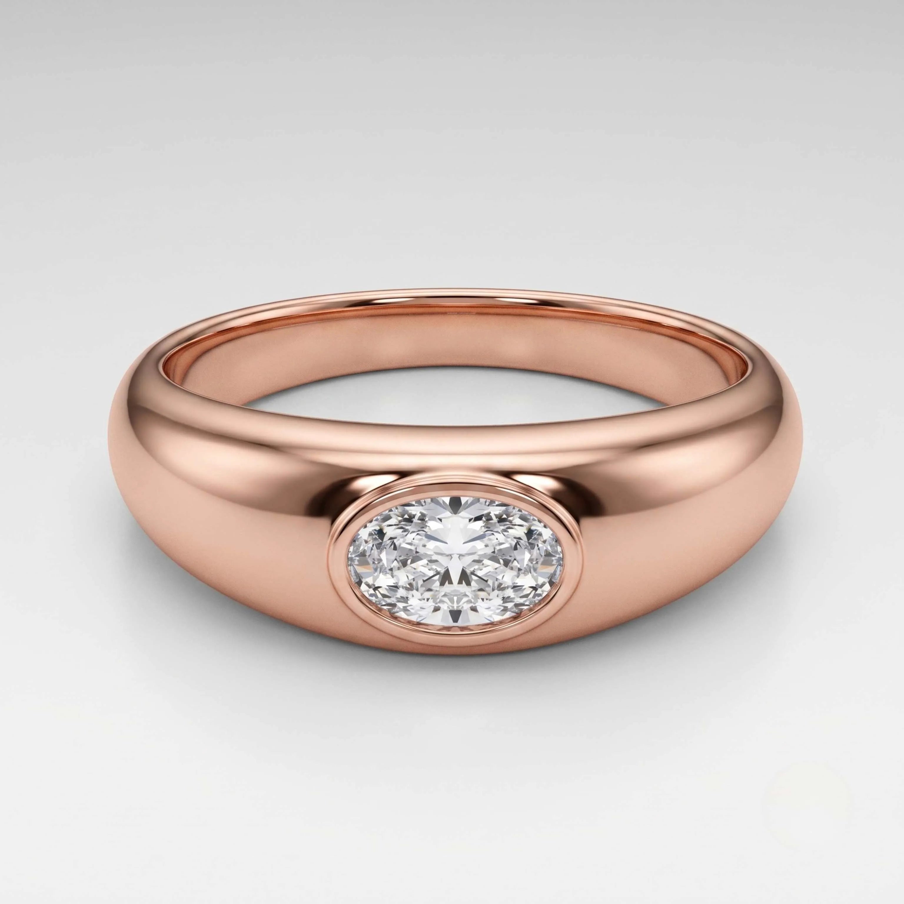 Rose gold oval bezel ring Valentine gift for her