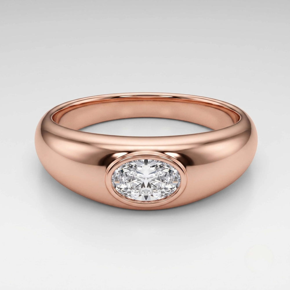 Rose gold oval bezel ring Valentine gift for her
