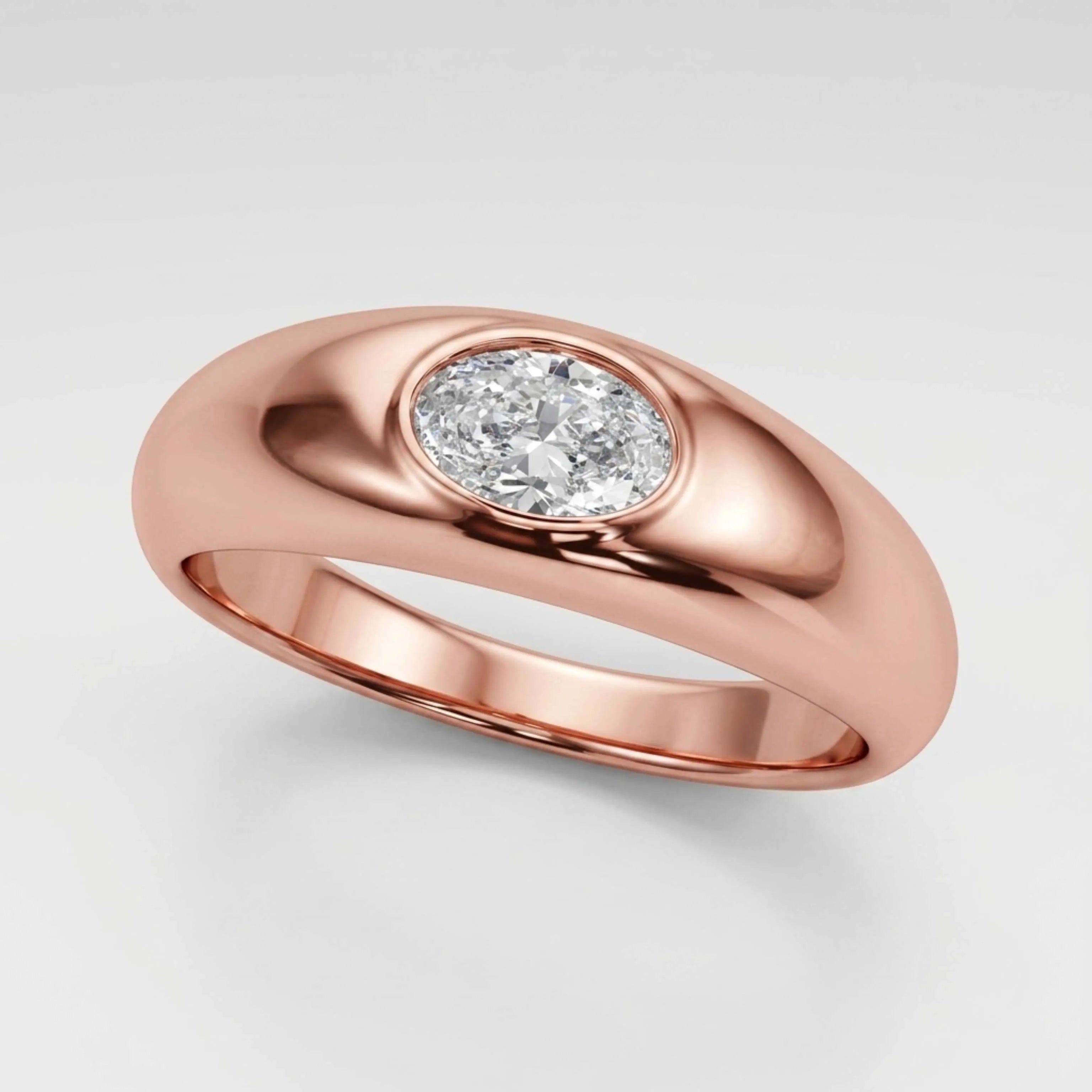 Rose gold oval diamond ring anniversary gift for her