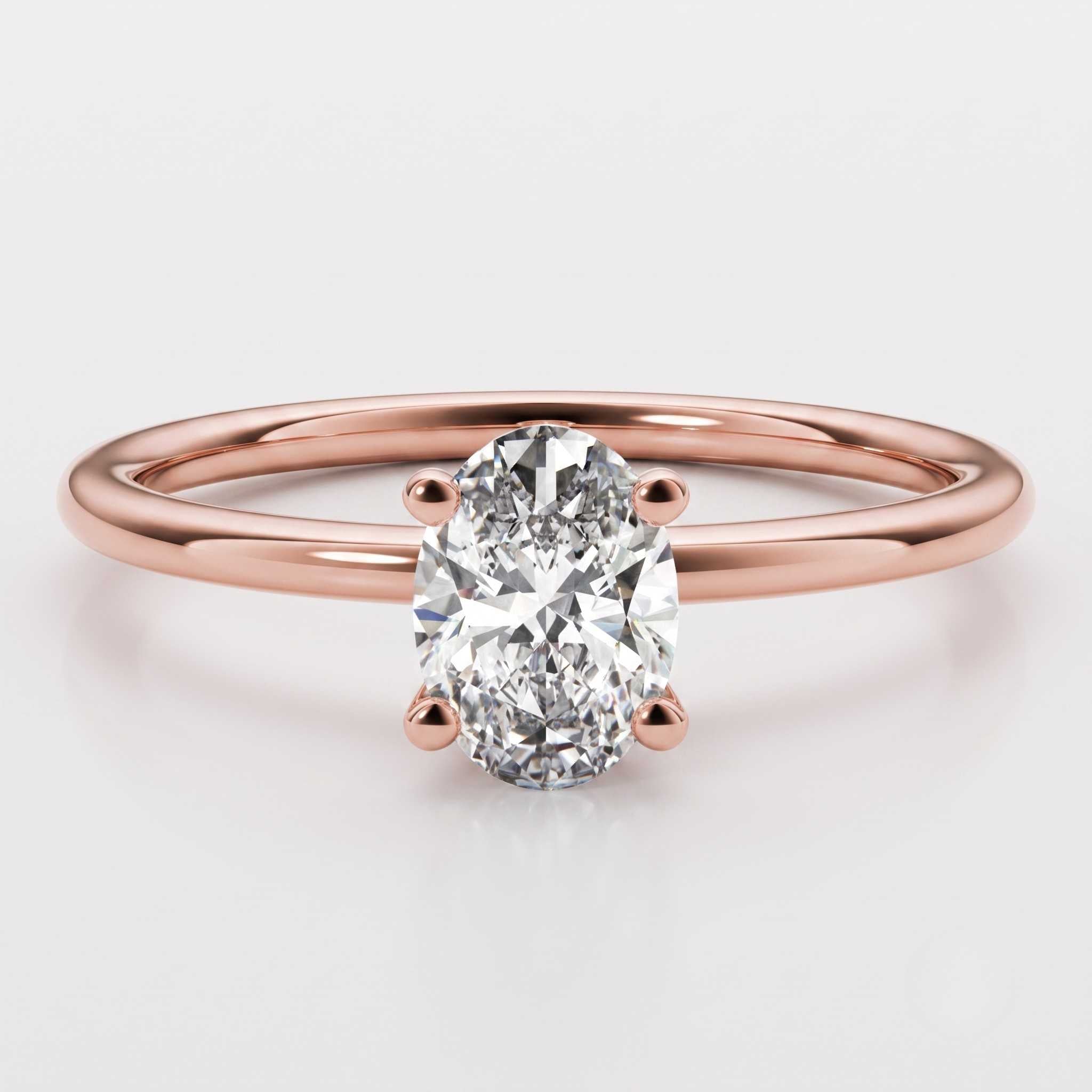 Rose gold oval diamond ring Valentine gift for her