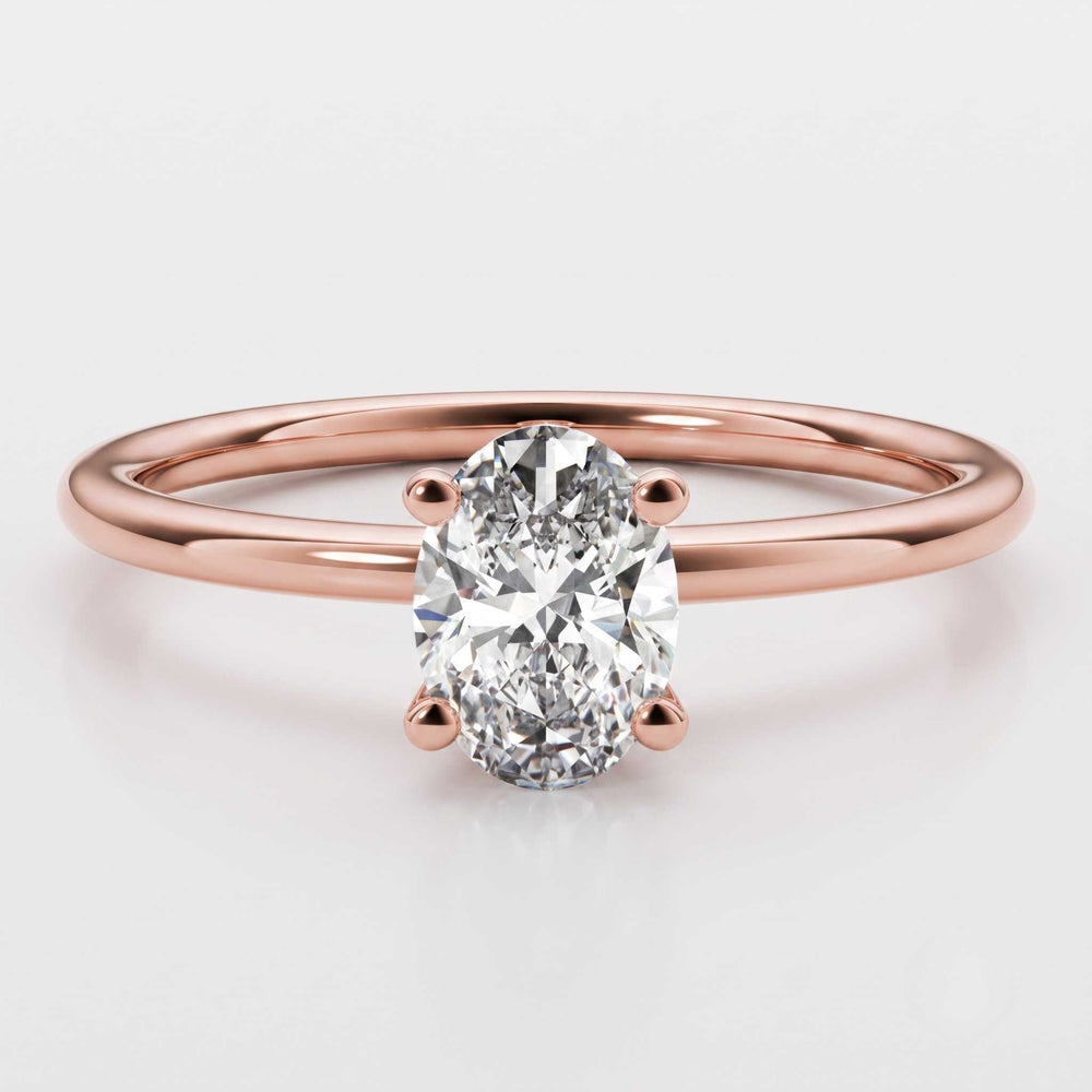 Rose gold oval diamond ring Valentine gift for her