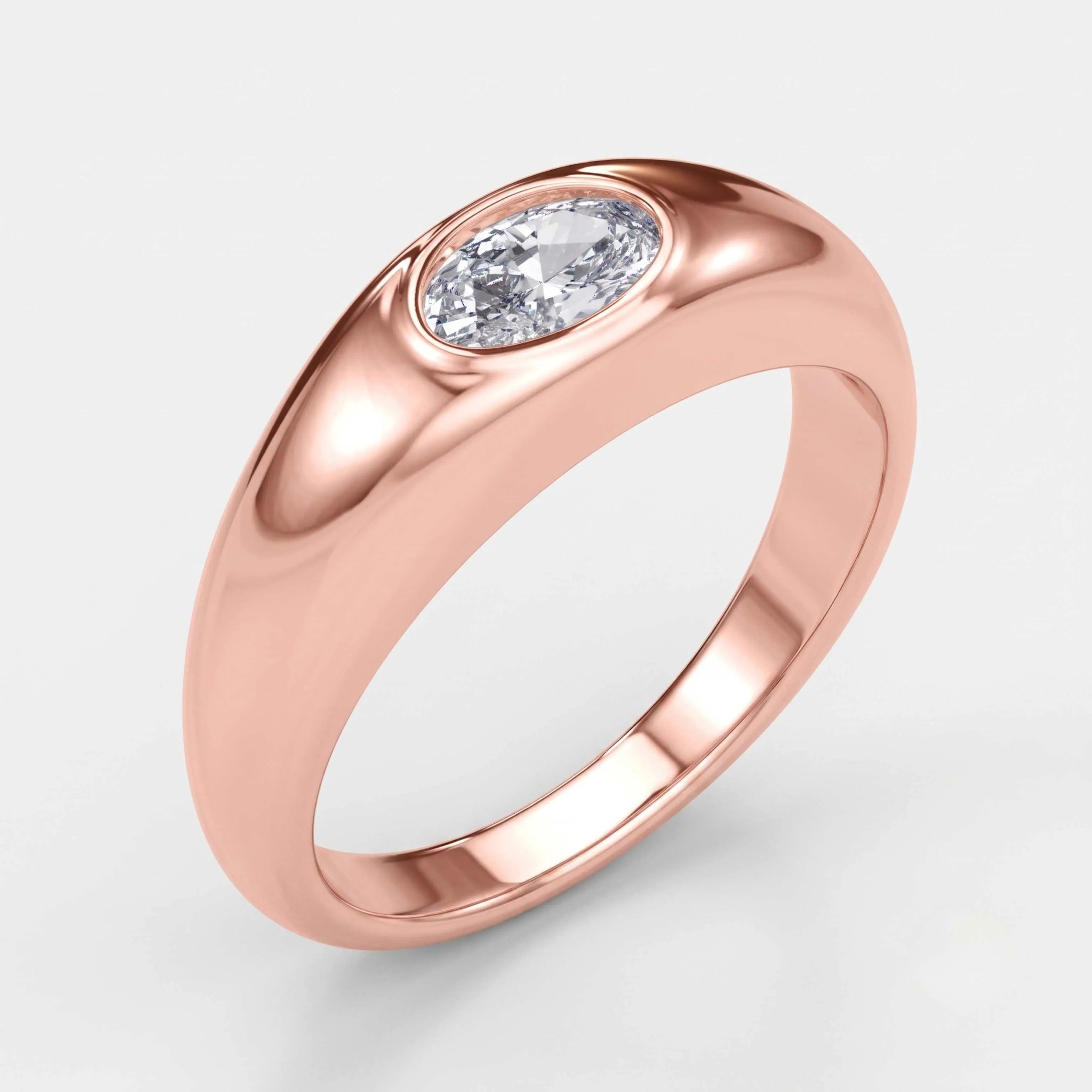 Rose gold oval solitaire ring wedding gift for her