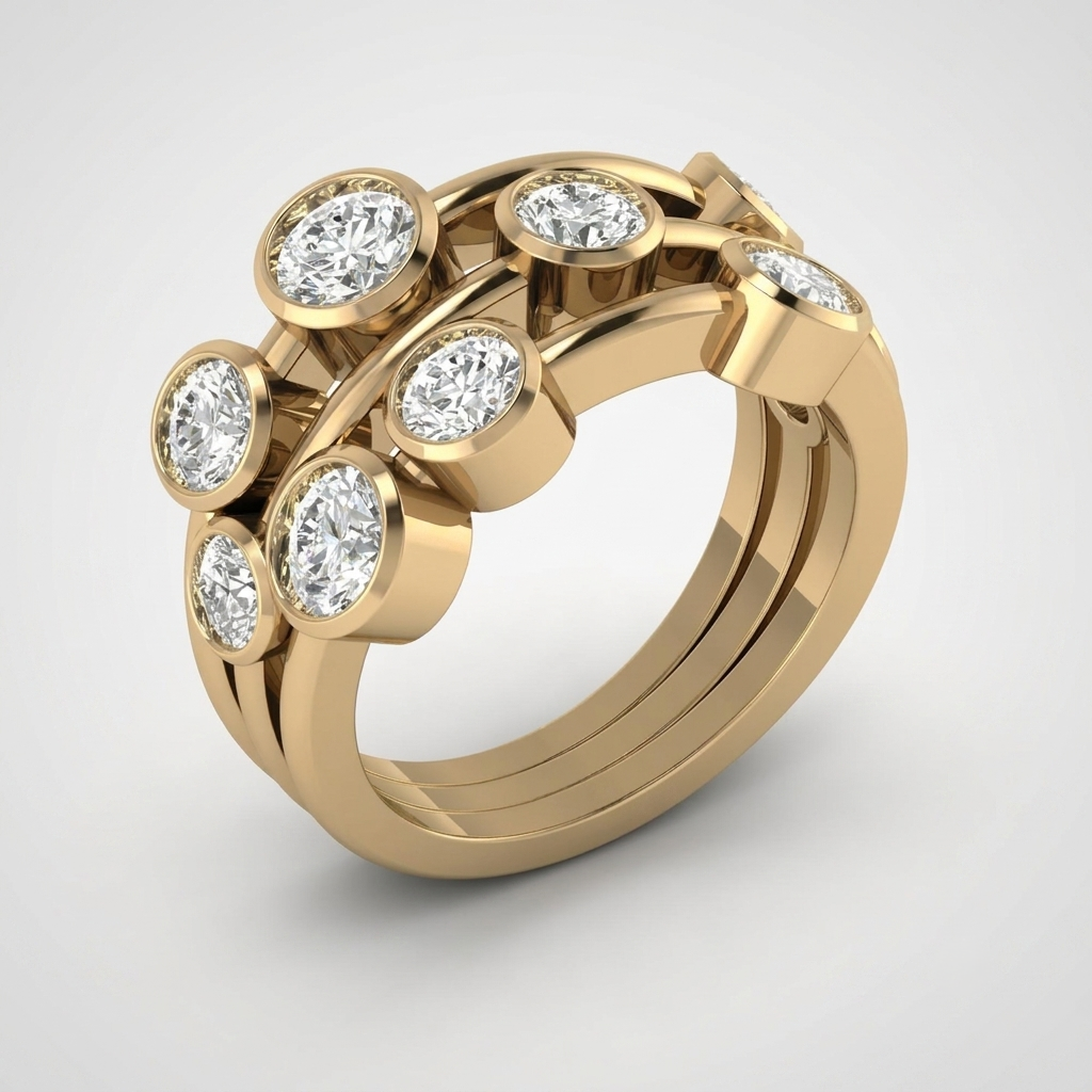 Round Cut Lab Diamond Bubble Ring Bridal Jewellery Gift Platinum