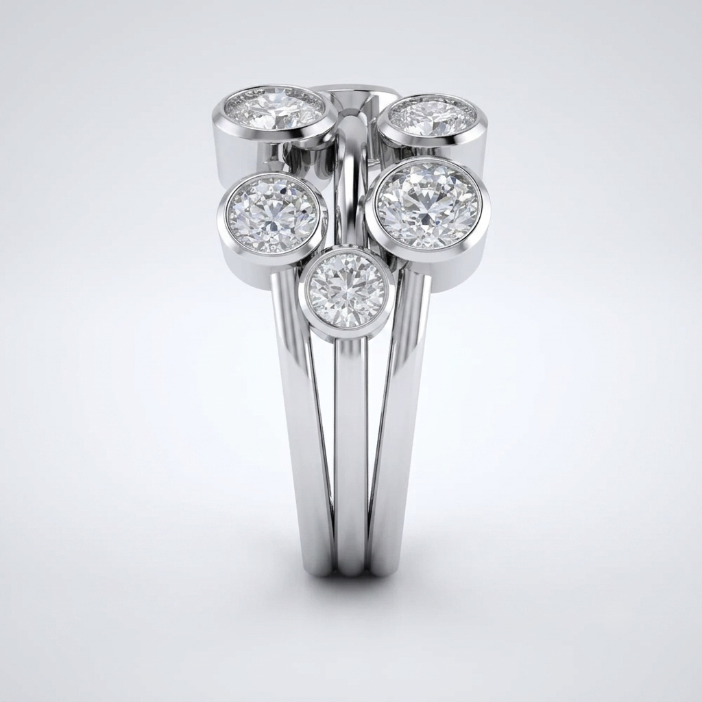 Round Cut Lab Diamond Bubble Ring Christmas Gift D VVS Diamond