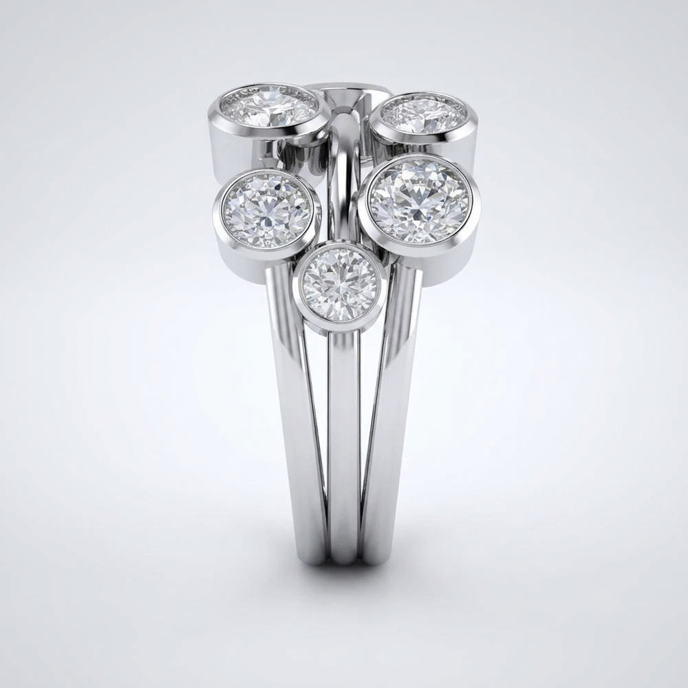 Round Cut Lab Diamond Bubble Ring Christmas Gift D VVS Diamond