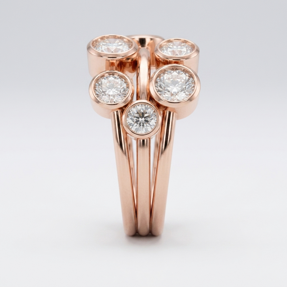 Round Cut Lab Diamond Bubble Ring Luxury Anniversary Jewellery