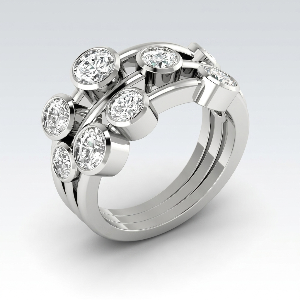 Round Cut Lab Diamond Bubble Ring Valentine's Day Gift Luxury