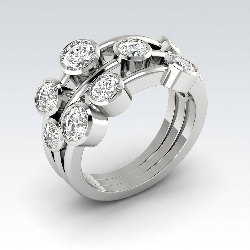 Round Cut Lab Diamond Bubble Ring Valentine's Day Gift Luxury