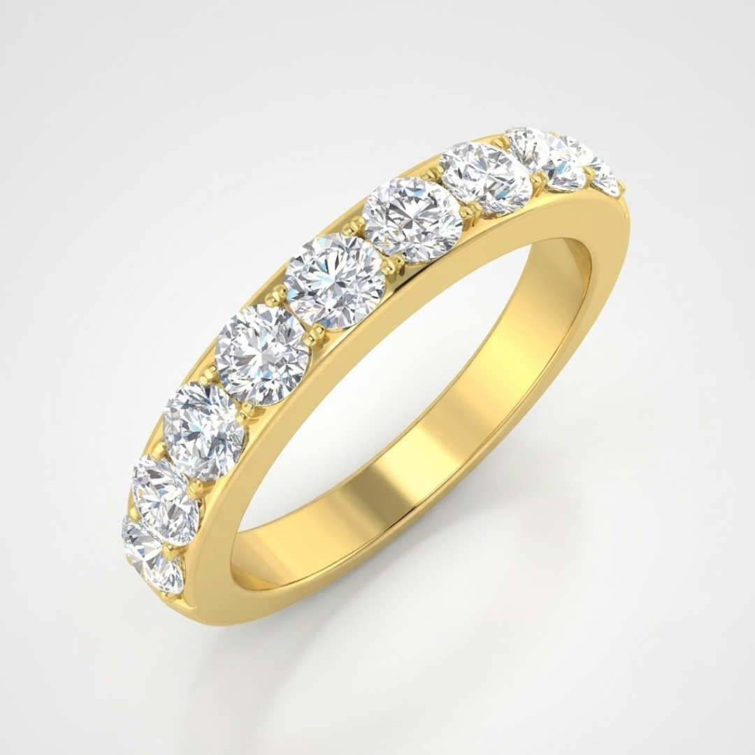 Lab-created round diamond half eternity wedding ring for her.