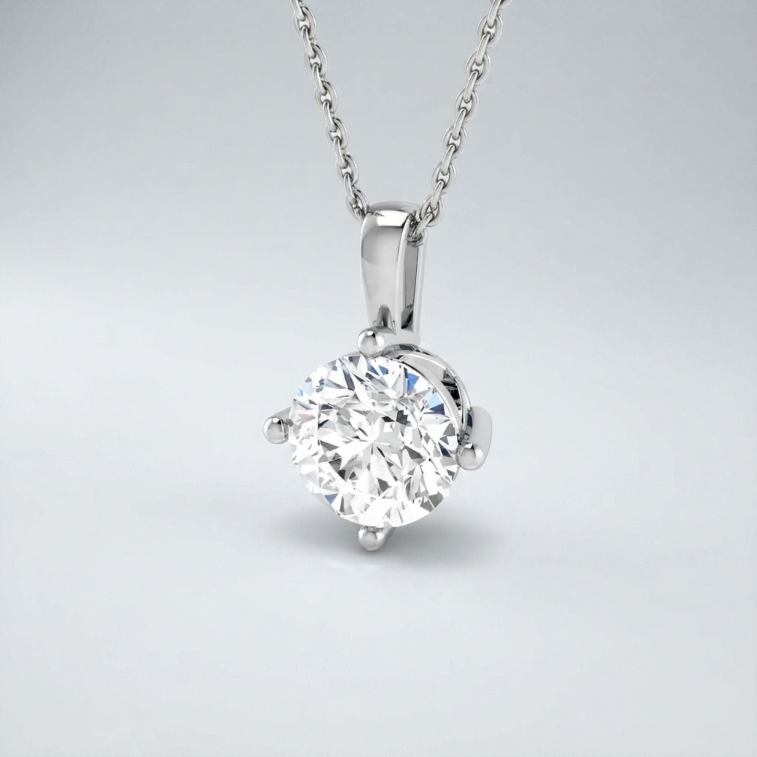Round Diamond Solitaire Pendant Anniversary Gift UK Made Necklace