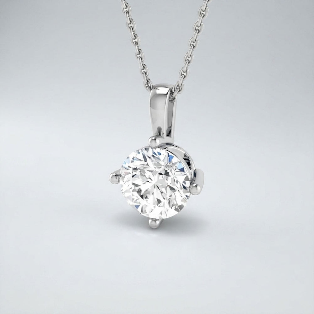 Round Diamond Solitaire Pendant Anniversary Gift UK Made Necklace