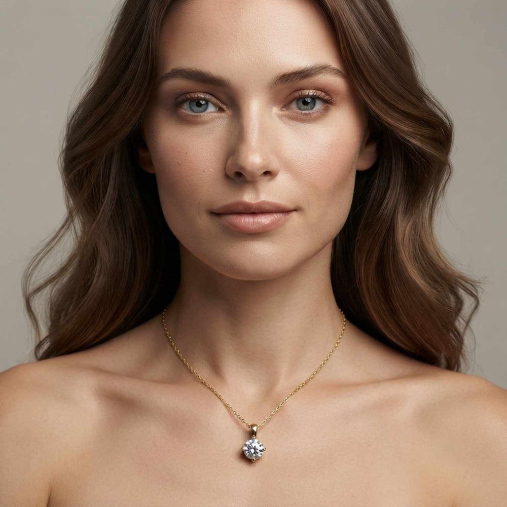 Round Diamond Solitaire Pendant Christmas Gift Four Claw Pendant