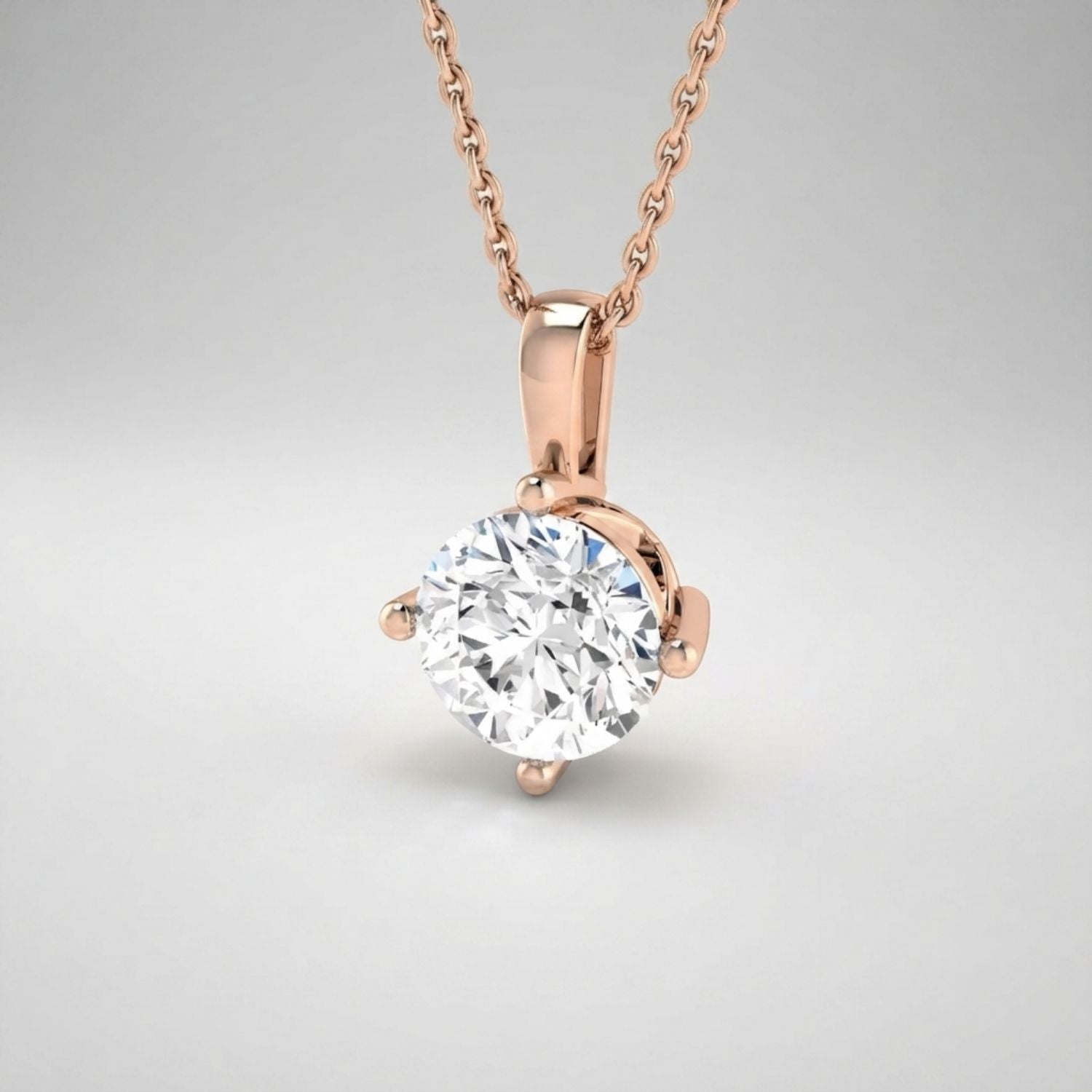 Round Diamond Solitaire Pendant Mother's Day Gift Elegant Necklace