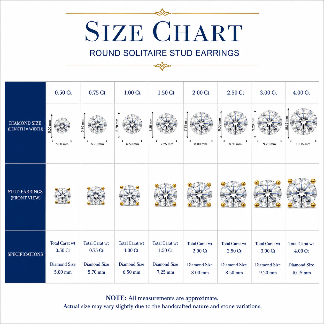 round diamond stud earrings for women gift