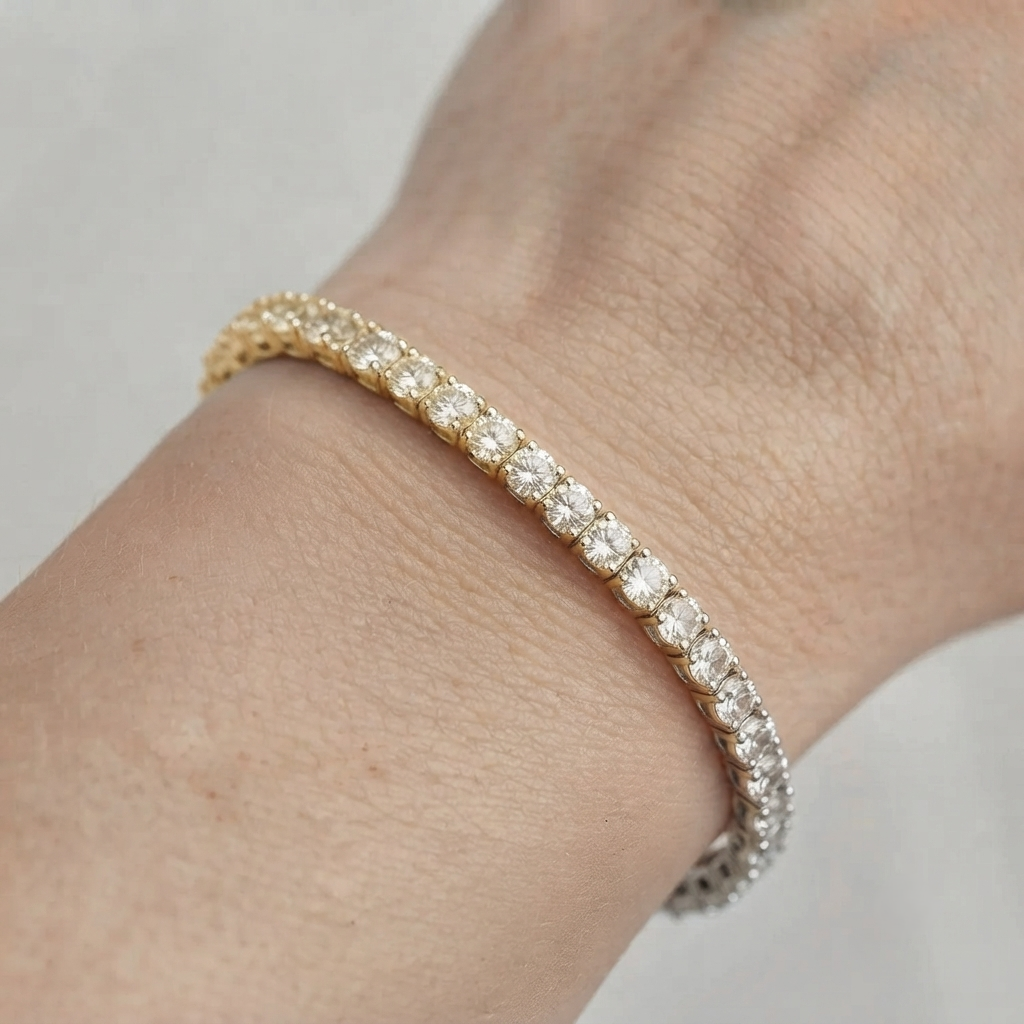 6.00Ct Natural Diamond Tennis Bracelet | Hallmarked Gold