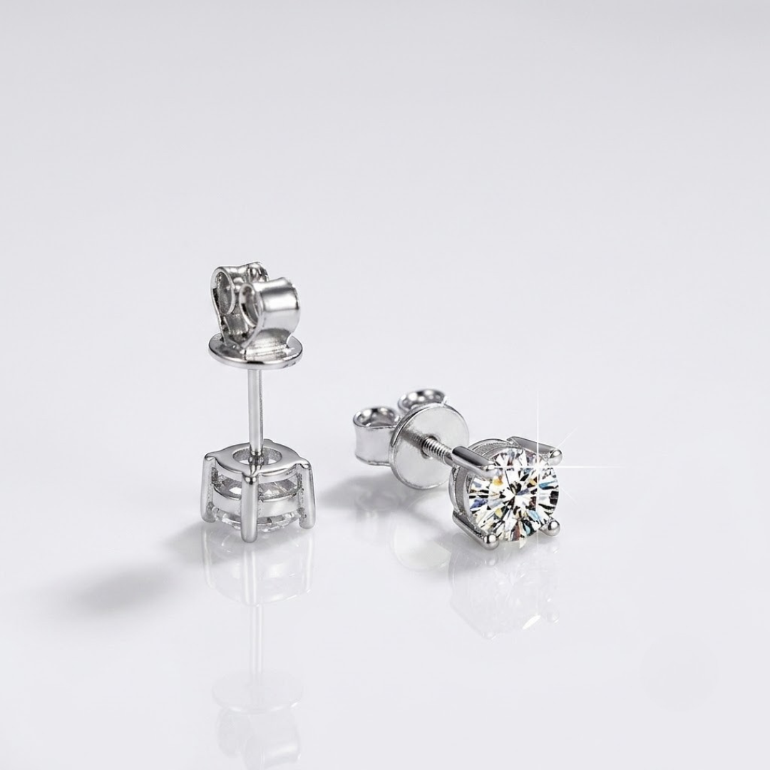 Sparkly 1/4ct round real diamond push back stud earrings.