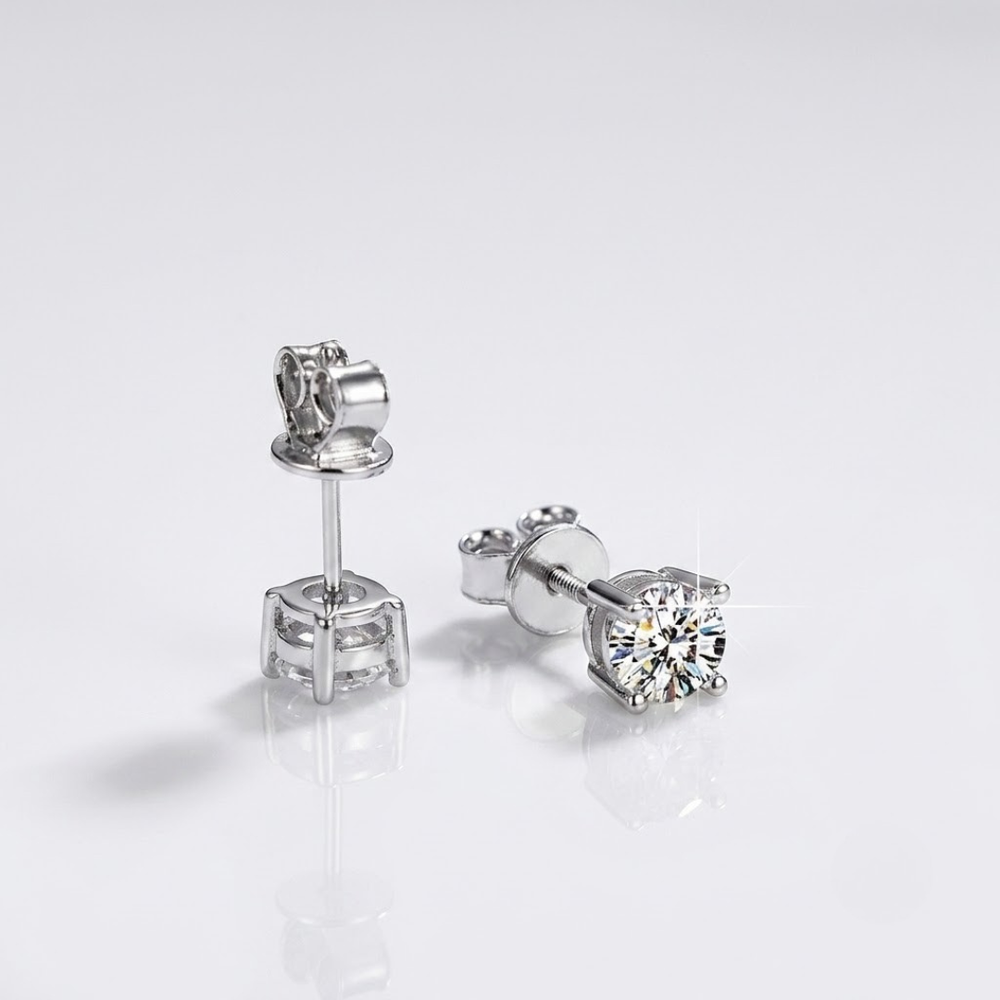 Sparkly 1/4ct round real diamond push back stud earrings.