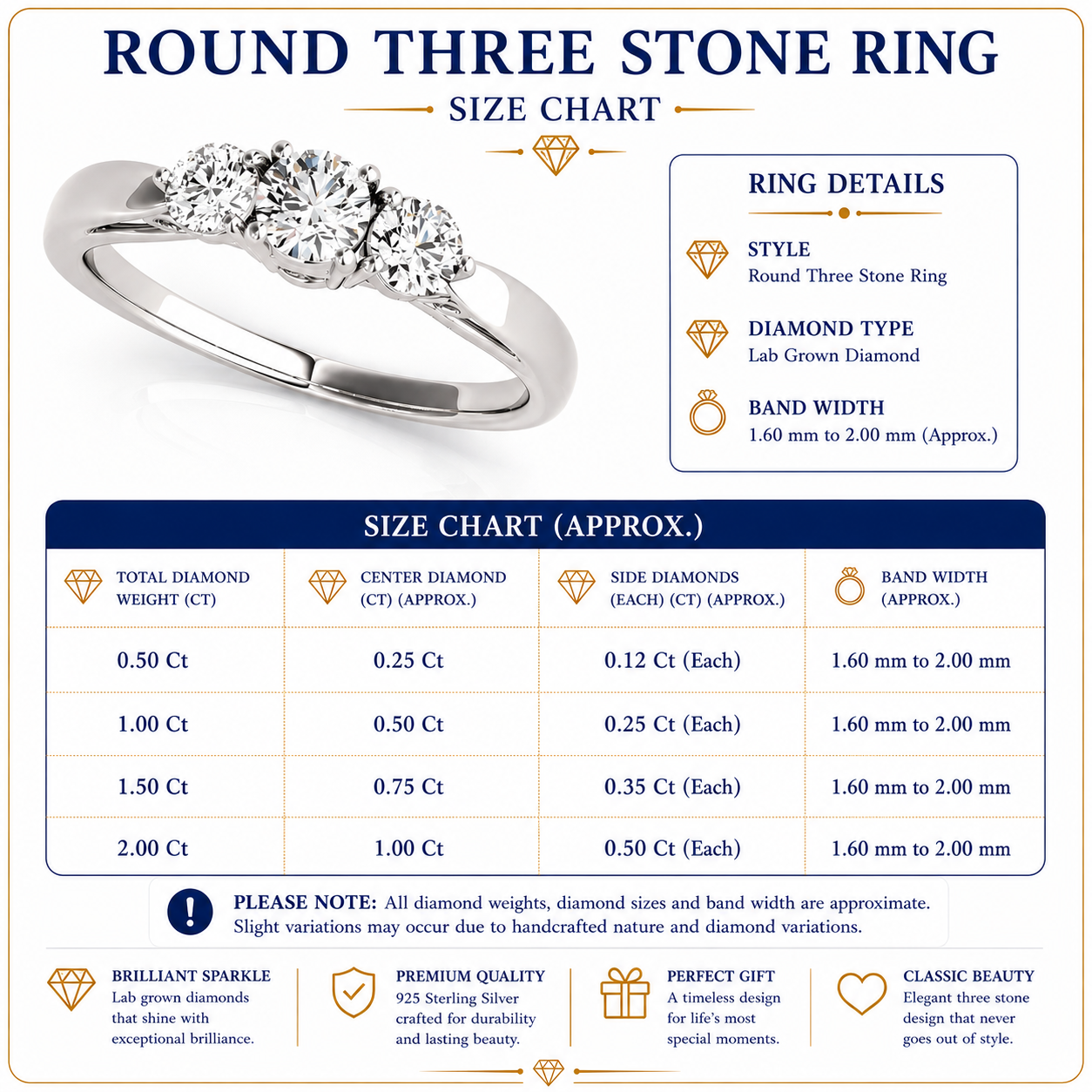 Lab Grown Round Diamond Prong Set 3 Stone Engagement Ring Platinum In DE/VS 2.00Ct