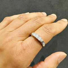 14K White Gold Prong Set Round Cut Natural Diamond 3-Stone Engagement Ring Birthday Gift for Women