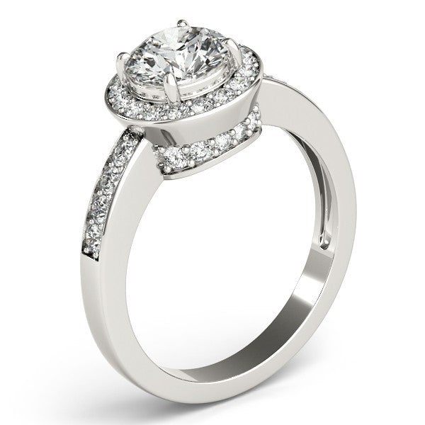 Lab Grown Round Diamond Halo Engagement Ring 