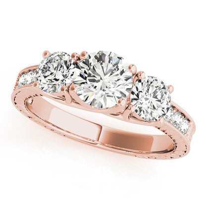 Lab Grown Round Diamond 3 Stone Engagement Ring Platinum