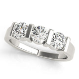 2.00Ct Lab Grown Round Diamond Bar Set 3 Stone Engagement Ring Platinum