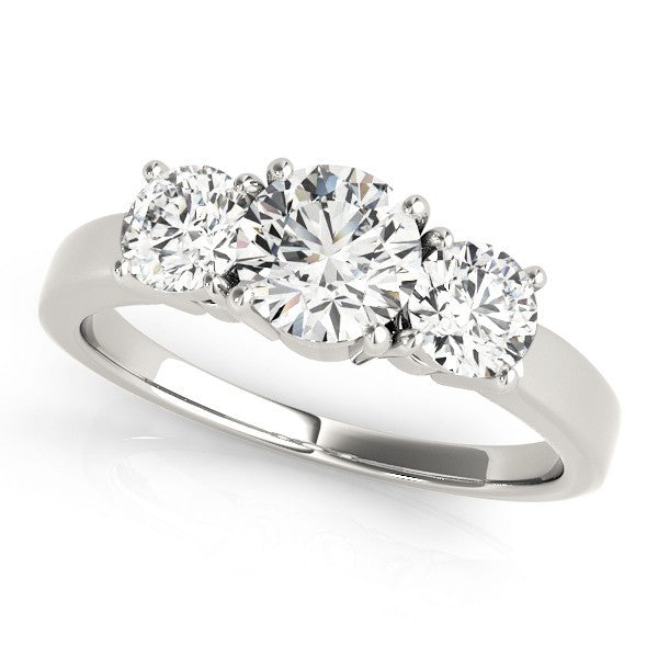 Lab Grown Round Diamond Trilogy Engagement Ring Platinum