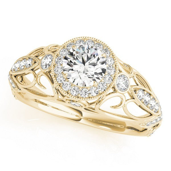 Lab Grown Round Diamond Halo Engagement Ring 18K Rose Gold