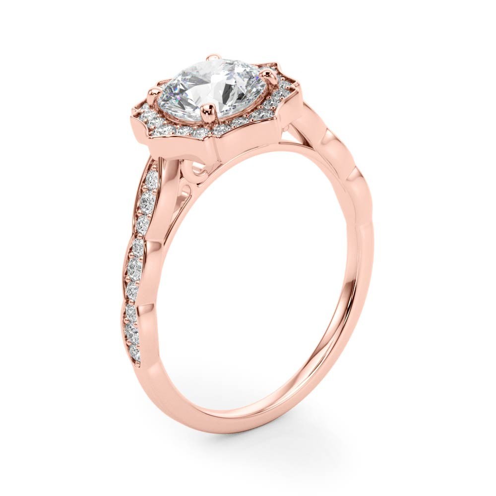 Lab Grown Round Diamond Halo Engagement Ring 