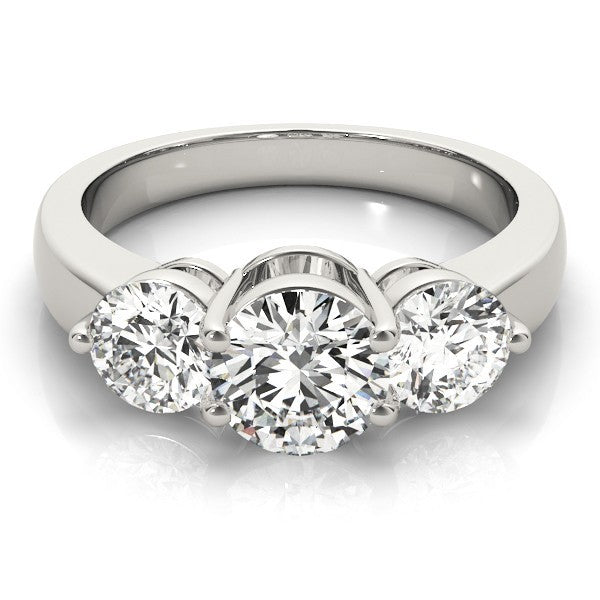 Lab Grown Round Diamond Trilogy Engagement Ring Platinum