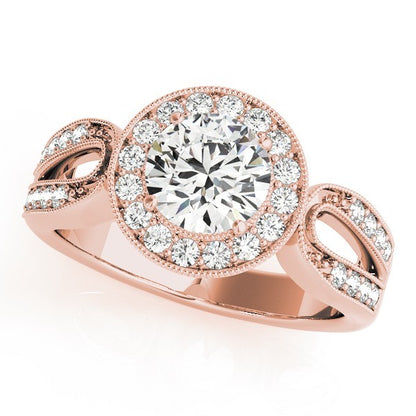 Lab Grown Round Diamond Halo Engagement Ring 
