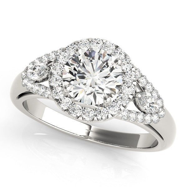 Lab Grown Round Cut Diamond Halo Engagement Ring