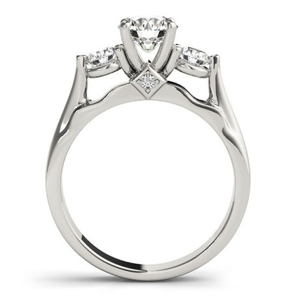 Lab Grown Round Diamond Prong Set 3 Stone Engagement Ring 950 Platinum