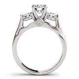 Lab Grown Round Diamond Prong Set 3 Stone Engagement Ring 950 Platinum