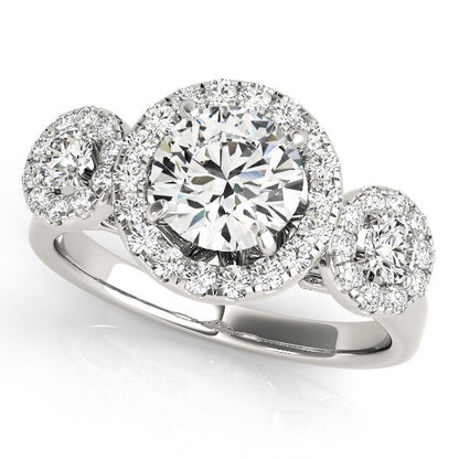 Lab Grown Round Cut Diamond Halo Engagement Ring 