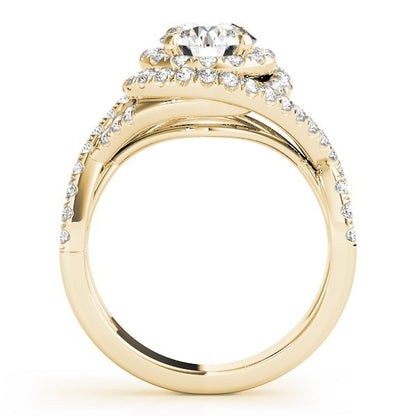 Lab Grown Round Cut Diamond Halo Engagement Ring