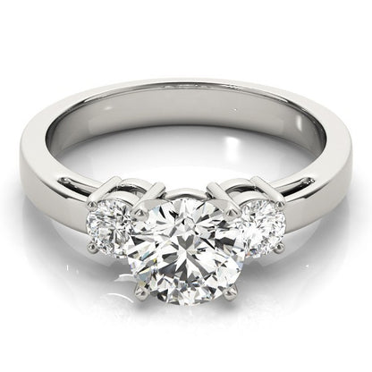 Lab Grown Round Diamond 3 Stone Engagement Ring Platinum DE/VS 2CT