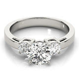 Lab Grown Round Diamond 3 Stone Engagement Ring Platinum DE/VS 2CT