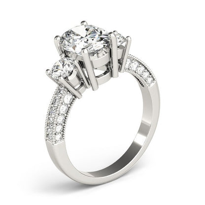 Platinum 2.00CT DE/VS Lab Grown Oval Cut Diamond Trilogy Engagement Ring