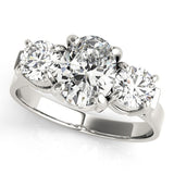 18k yellow gold Oval cut Trilogy Engagement Ring – 2Ct DE/VS Lab Grown Diamonds