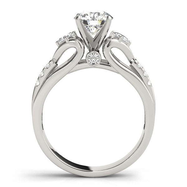 Lab Grown Round Diamond 3 Stone Art Design Engagement Ring