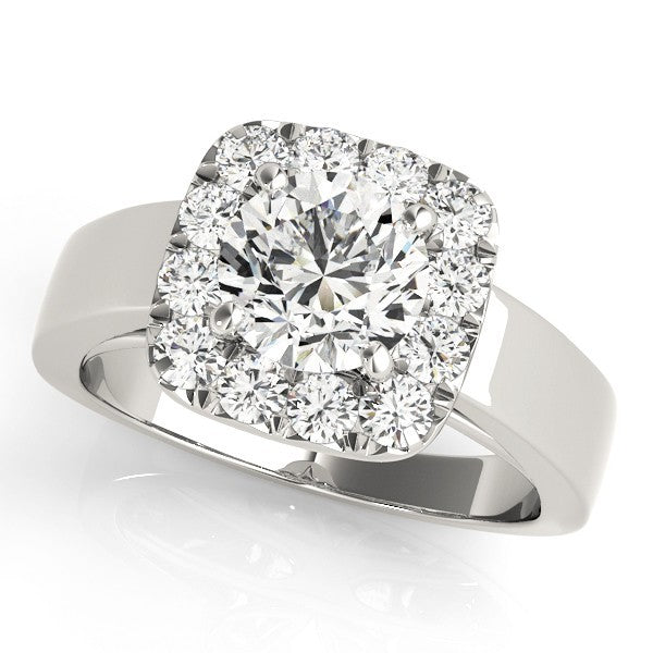 Lab Grown Round Cut Diamond Halo Engagement Ring