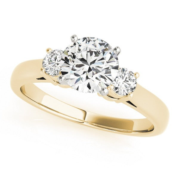 Gold ring with two diamonds on a white background